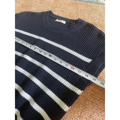 Moon Madison Navy White Striped Sleeveless Knit Sweater Size Small Cotton Blend
