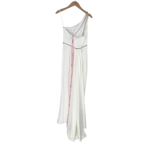 Mac Duggal White Jersey Column Gown size 2 Crystal One Shoulder Strap