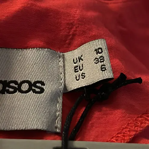 ASOS ‎ Elegant Red Dress Pleated Skirt Button Detail Rayon NWT Size 6 Cocktail