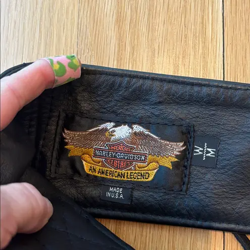 Vtg Harley Davidson Women’s Chaps Black Leather Biker Riding Gear Size Medium