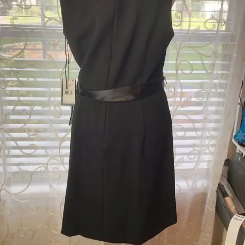 Adrianna Papell  Faux Wrap Tuxedo Dress Size 10 Black Formal Cocktail Wedding$139