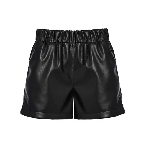 ANINE BING Vegan Leather Sofia High Rise Black Shorts Size Small
