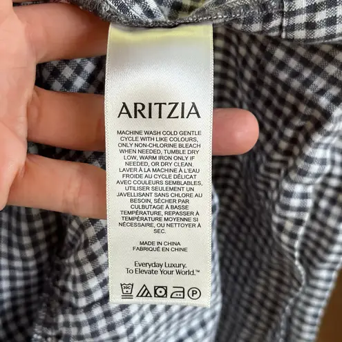 Wilfred Aritzia Violette 100% Linen Blouse Grey And White Check Size M Size M