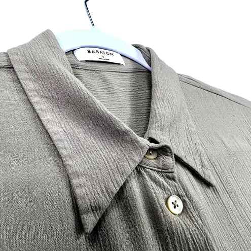 Babaton Carrington Blouse Top Tan S Button Up Neutral Minimalist Office Basic