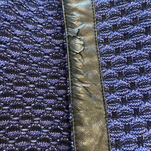 Ming Wang Sapphire Tweed Knit Jacket Size 1X Purple Black 3/4 Sleeve Trim