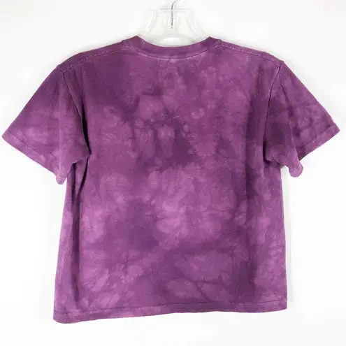 Medium Tee Cropped Top Purple Tie Dye Cat Boho Hippie Crop 1218