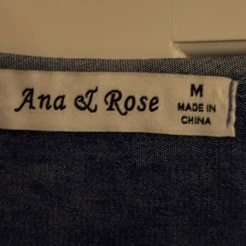 Ana & Rose Light Blue Flowy‎ Feminine Embroidered Blouse