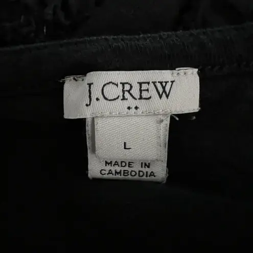 J Crew Blouse Womens Large Black Open Lace Sleeves Updated Basic Minimalist