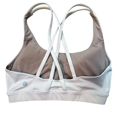 Lululemon  Energy Bra White Strappy Back Women's Size 6 Activewear Support Padded