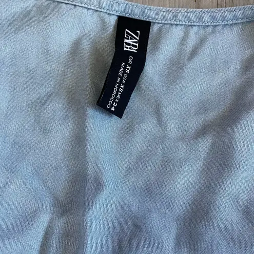 ZARA NWOT  Chambray Button Front Midi Dress Size XS