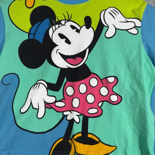 Mickey & Co Shirt Womens Large Organic Cotton Minnie Mouse Crop Graphic Tee Blue