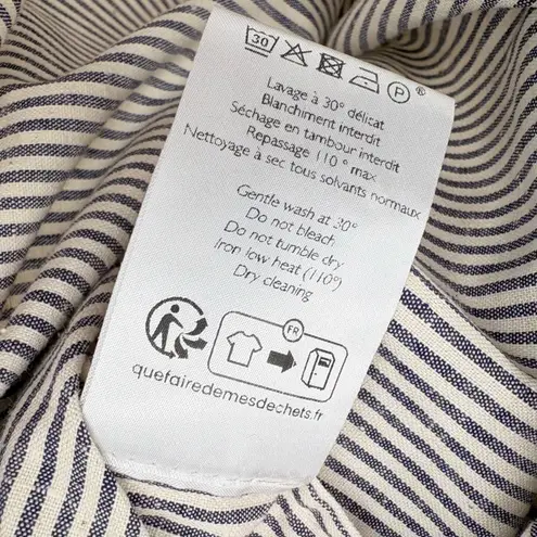 Sézane Tomboy Button Down Long Sleeve Shirt | Size US 6 (38) | Ecru/Blue Stripes