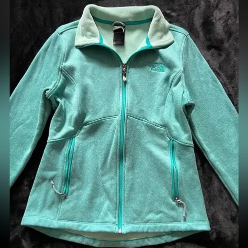 The North Face  Women’s Mint Green Logo Full Zip Osito Silky Fleece Jacket Sz M