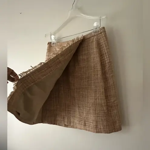 Alfani Classic Silk Linen Tweed Jacket/Skirt Suit With Fringe Detail Size 8