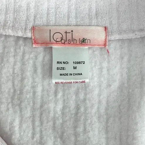 Loti Fashion Smocked Robe Full Zip Light Pink Terrycloth Housecoat Embroidered Size M