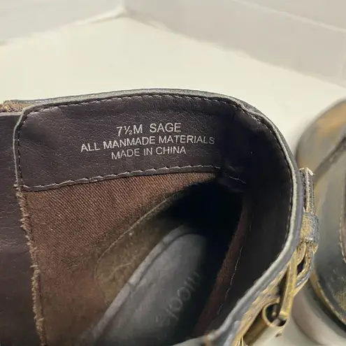 NICOLE Women’s Western Boots Distressed Style Sage 7.5 M Black & Gold