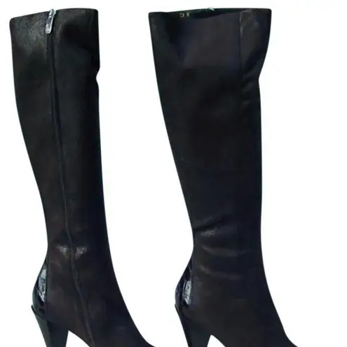 Donald Pliner Expresso Suede Croc Leather Boot New Water Resistant New NIB $495 Brown Size 6