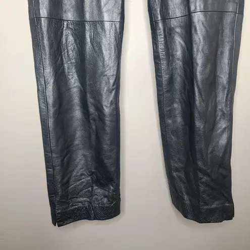 Vtg Ralph Lauren Collection Purple Label Gray Metallic Leather Pants 12 Flat