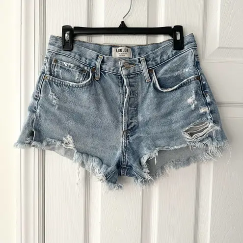 AGOLDE Parker Vintage Distressed Cut Off Denim Shorts in Swapmeet 26