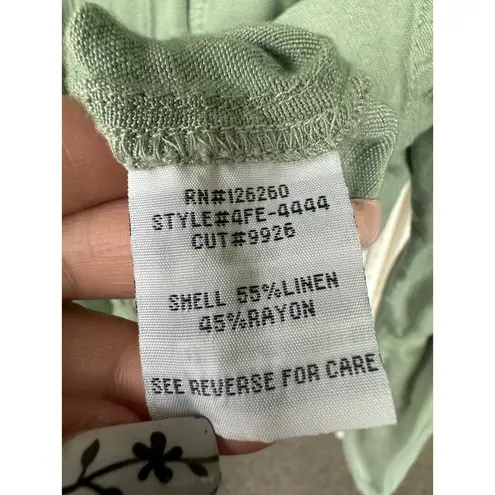 Velvet Heart Linen Blend Chest Flap Pockets Drawstring Hem Relaxed Fit Jacket L