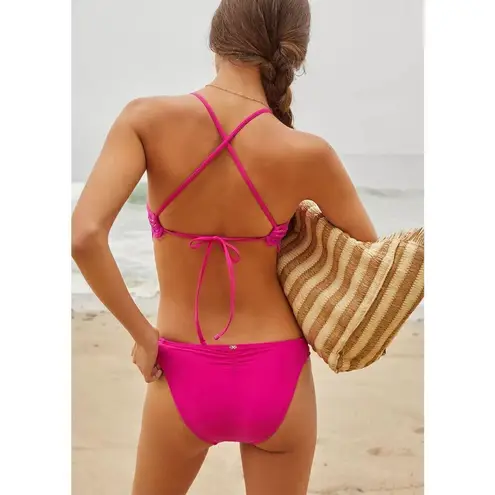 PilyQ New. pink lacy fanny full bikini bottom. Small