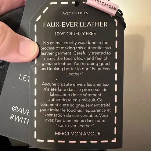 Avec Les Filles Avec Les Filles Anthropologie NWT Faux Vegan Leather Slit Leggings Black Small