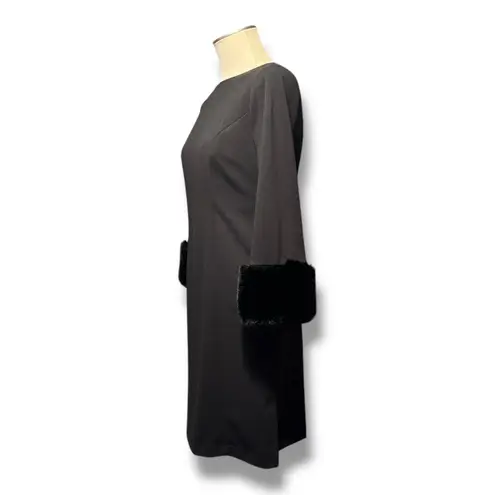 Alfani Faux Fur Trimmed Shift Dress Black 8