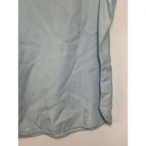 Chico's  Women's Sleeveless Wide Strap V Back Scoop Neck Tank Top Light Blue Sz 2