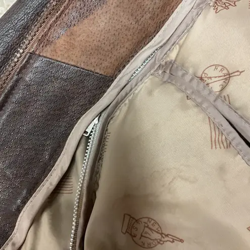 Adventure Bound Thinsulate Long Sleeve Belted 100% Leather Bomber Jacket Size L Brown Size L