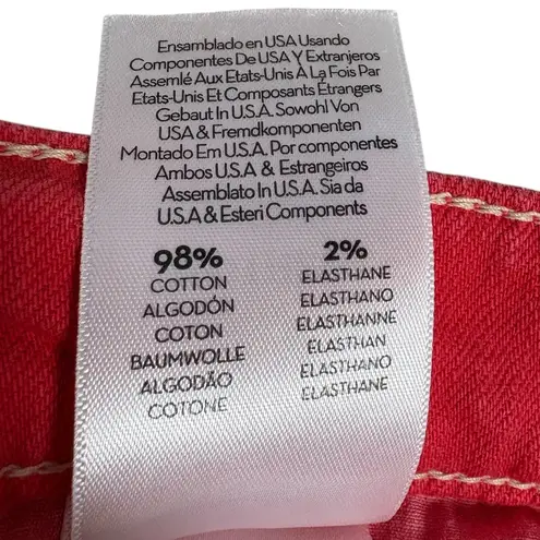 MOTHER The Hustler Ankle Fray Jeans Mars Red Cropped Flare Size 27