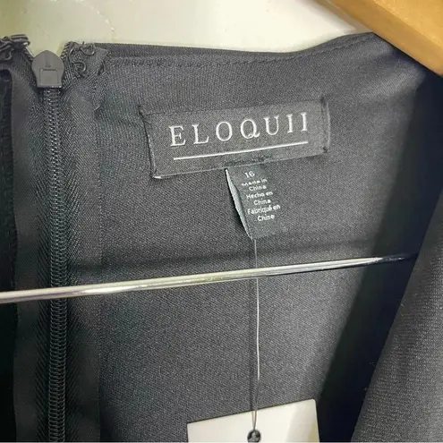 Eloquii Black Shoulder Pad Long Sleeve Dress Size 16 NWT