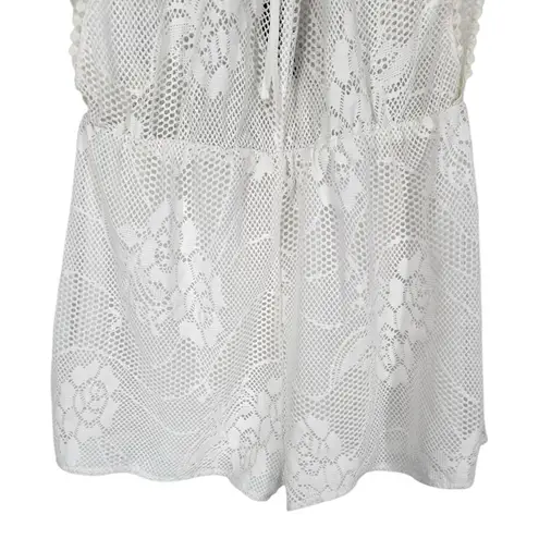Mahina Full Lace See Thru Cover Up Romper size Medium in White NWT Sleeveless