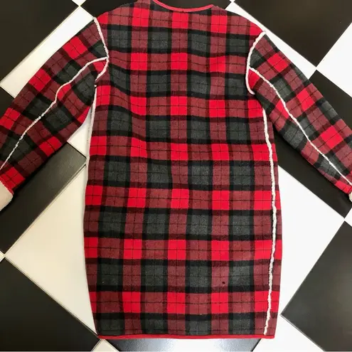 Urban Renewal Fleece Coat Red & Black Buffalo Plaid Check Shearling Jacket sz S