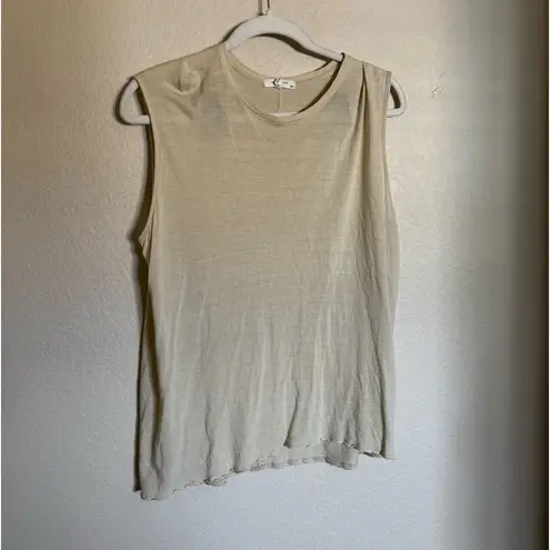Rag and Bone  Michal Muscle Tank Top Tee Sz Medium Cream‎ Linen Blend Oversized