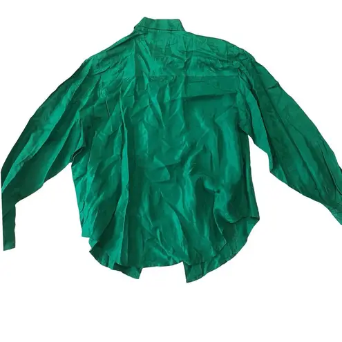 Sophisticates Silk Button Down Green Size M