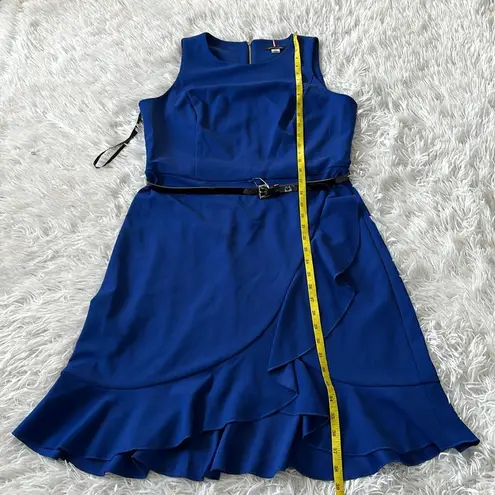 Tommy Hilfiger  Women's Ruffled Belted Sheath Dress Royal blue size 10