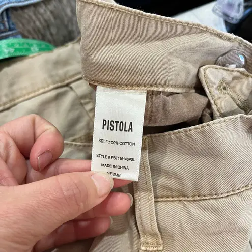 Pistola Ellery High Rise Wide Leg 100% Cotton Pants Size 30P in Sesame Tan