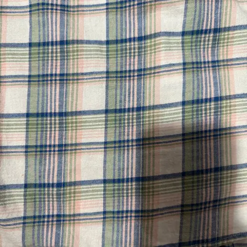 FatFace Women's Pastel Flannel Shirt SZ S Button Up Pink Blue White Casual Layer