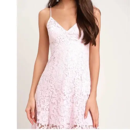 NWT Lulus One Wish Light Blush Pink Lace Sleeveless Midi Dress MEDIUM