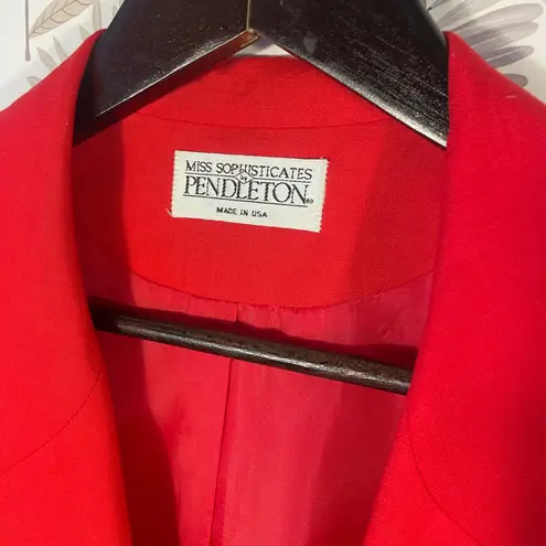 Pendleton Vintage 80s Miss Sophisticates Women's Red Wool Blazer Made in USA Med