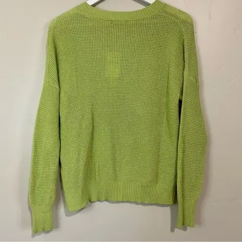 Sweet Romeo Women’s Waffle Knit Lightweight Pullover Sweater Green Size XS NWT