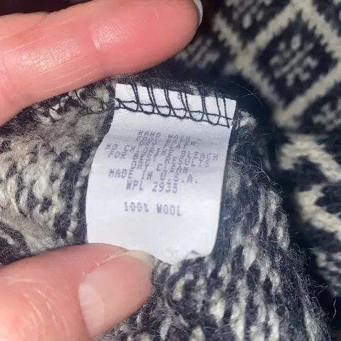 Alps Vintage Snowflake Pattern 100% Wool Cardigan Sweater