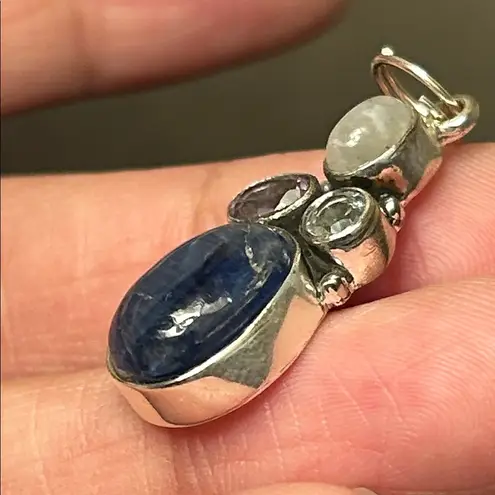 NWT Blue Kyanite + Labradorite + Amethyst + Blue Topaz Silver Pendant *