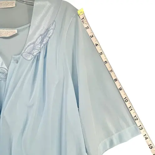 Vassarette Vintage Robe Night Dress S Baby Blue Nylon Night Gown Grannycore USA