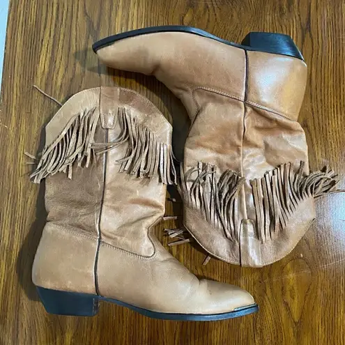 Durango  Vintage Women's Leather Cowgirl Boots 7  Brown Fringe  Western  Concert