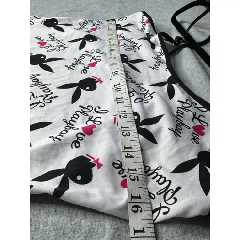 Playboy Womens  White Black red Bunny🐰Print PJ Chemise Gown Liteweight size Large thumbnail 3