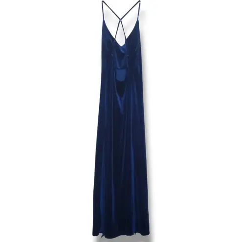 Aigeman Velvet Maxi Dress-Large-Spaghetti Adjustable Straps-High Side Slit-Lined