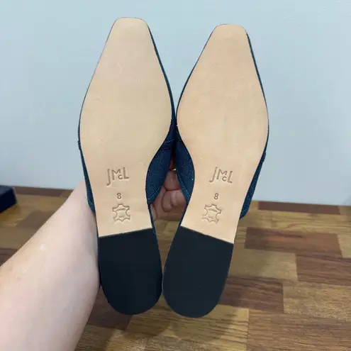 J. McLaughlin Holina Mules Denim Chambray Flats Y2K Slip On NWT Size 8 Sandals