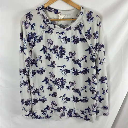 Caslon NWT  Cozy Print Ivory Purple Lena Floral Rag Top Size medium