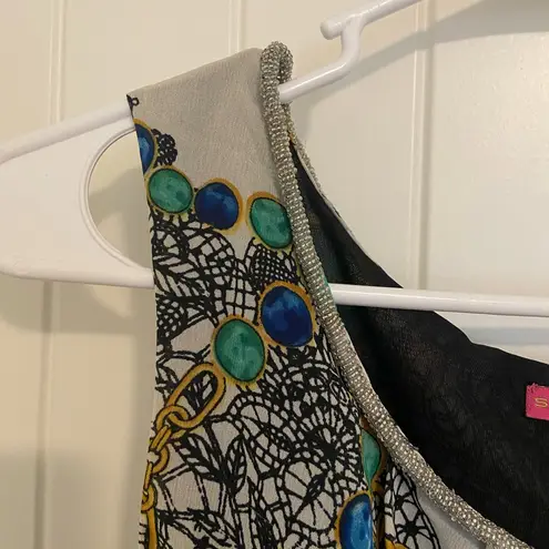 Sunny Leigh women’s multicolor patterned bead neck loose tank blouse medium